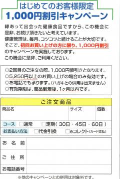 1000円クーポン葉書裏