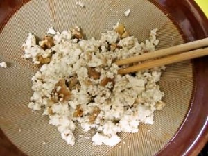 柿の白和え・豆腐を加える